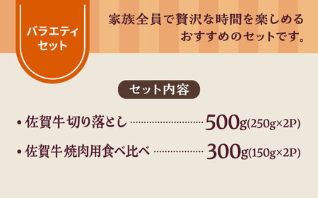 佐賀牛バラエティセット（切り落とし 500g＆焼肉用食べ比べ 300g）/ 牛肉切り落とし [IAH204]