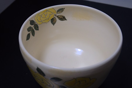 【清水焼】京絵付け茶碗（黄色いばら）【194】