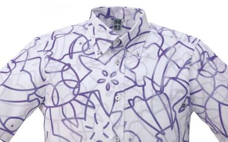 紳士用かりゆしウェア　クマノミと亀とヒトデ柄　オフ/エンジ【Ｍサイズ】S1829