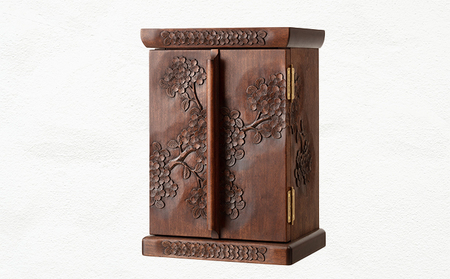 軽井沢彫　一彫堂　お仏壇　2枚扉　小 工芸品 職人手作り 桜の彫刻 コンパクト 伝統的工芸品 コンパクトな仏壇 仏具 小さめ 