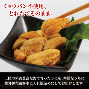 生うに 120g (40g×3本) 牛乳瓶入 ミョウバン不使用 添加物無添加 冷蔵 