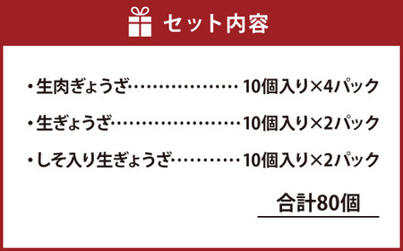 熊本県産 火の君ポーク 使用 生ぎょうざ 3種セット(合計80個)