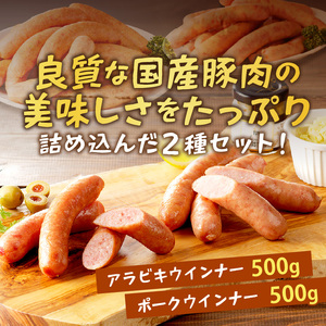 【昔ながらのお肉屋さん】ヒライの手造りウインナー満足セット1kg《 ソーセージ 送料無料 ウインナー ウィンナーソーセージ 国産 冷凍  お弁当 おつまみ豚肉  あらびき ポークウインナー 》【2401I00122】