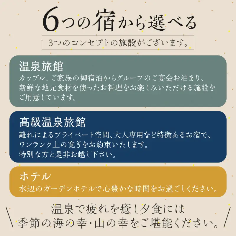 宿泊クーポン60,000円分 佳松苑グループが運営する京丹後市内のお宿でご利用いただけます。