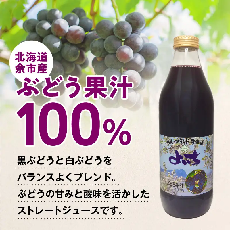 風味豊かな余市産ぶどう100％ジュース1,000ｍｌ×6本セット_Y018-0054