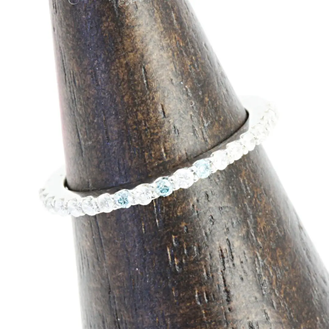 ピンキーの ブルーダイヤ 0.19ct ハーフエタニティリング ダイヤモンド リング ジュエリー アクセサリー レディース ギフト プレゼント 贈り物 [AH096sa]