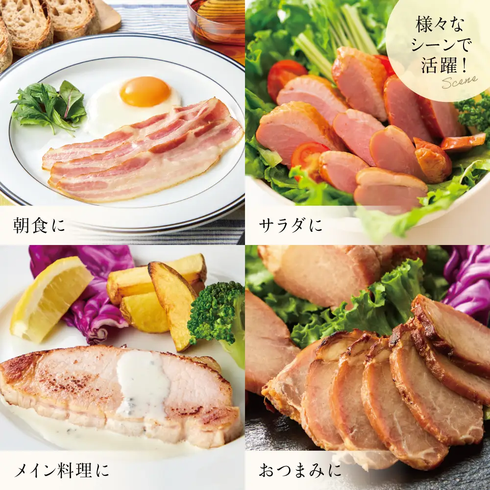 【マイスター山野井】5種類の焼豚とハム・ベーコン詰め合わせ（9種） チャーシュー ハム 焼き豚 ロースハム 合鴨 みそ漬け ハムギフト グルメ 惣菜 おかず ギフトセット 詰合せ アソート プレゼント 内祝い 贈り物 贈答用 化粧箱入り 南さつま市