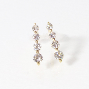 K18 4連ダイヤモンド ピアス　山梨 ダイヤモンド ゴールドピアス スタッドピアス ジュエリー アクセサリー K18 イエローゴールド ホワイトゴールド ピンクゴールド レディース ダイヤ0.16ct×2 カラット ダイヤモンド 山梨県 甲斐市 BQ-14