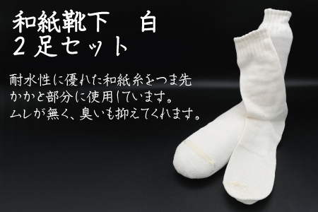 和紙靴下2足セット(ロング丈） 白 M～L