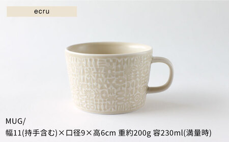 【波佐見焼】PATTERNED PLATE,MUG  セット ecru 【BIRDS' WORDS】[CF036] 波佐見焼