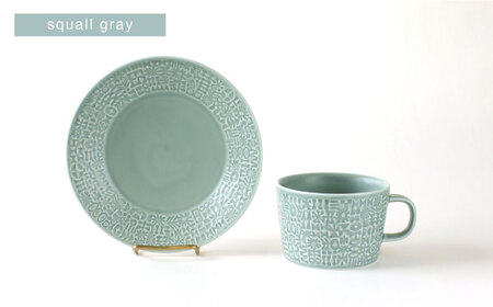 【波佐見焼】PATTERNED PLATE・MUG ペア ４点セット squall gray + ecru【BIRDS’ WORDS】[CF041] 波佐見焼