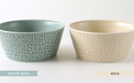 【波佐見焼】PATTERNED BOWL ペア 2点セット squall gray ＋ ecru【BIRDS’ WORDS】[CF058] 波佐見焼