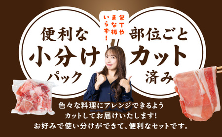 「高城の里」バラエティしゃぶ3.6kgセット(真空)(スパイス付)_17-8402-s_(都城市) ブランド豚 ロースしゃぶ 豚バラしゃぶしゃぶ肉 切り落とし 国産豚ミンチ ブランド豚 小分け パック あくが少ない あっさり