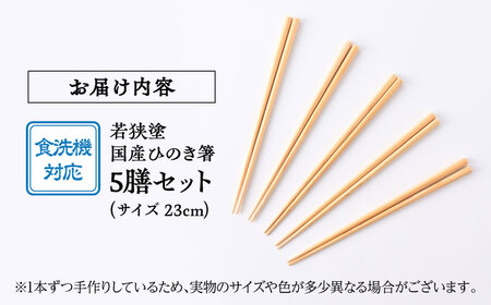 若狭塗箸　【食洗機対応】国産ひのき箸　５膳セット｜ 箸 はし お箸 日本製 セット 伝統工芸品 日用品 食洗器 木彫り 木 木材 若狭塗 天然 おしゃれ カラフル 新年 新しいお箸 新生活 新生活準備 5色 塗り箸 抗菌 国産 送料無料 [BFCL001]