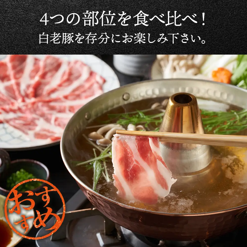 北海道産 白老豚 食べ比べセット（ロース・バラ・肩ロース・モモ各250g） BV020