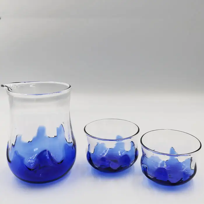 【SUKI GLASS STUDIO】 ガラス工芸品『波の酒器』 １セット　[0033-0001]
