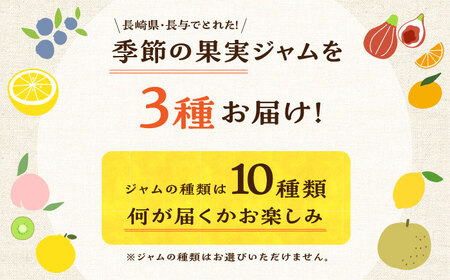 季節の果実ジャム 3個（各120g） 長与町/アグリューム [EAI088]  瓶 セット ジャム じゃむ 季節の果実 果物 詰め合わせ フルーツジャム 国産 10000円 1万円