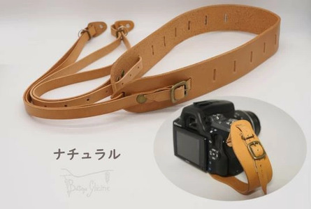 Bottega Glicine カメラアクセサリーセット カメラストラップ&ハンドストラップ イタリアンレザー 日本製　ナチュラル 172-011-natural