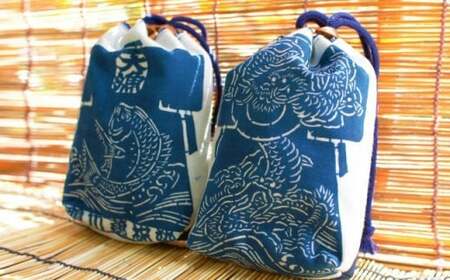 千葉県指定伝統的工芸品「萬祝染」藍染巾着 [0011-0061]