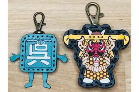 呉氏＆ヤブver3 レザーキーホルダーセット 手作り 一点もの 革製品 レザー キーリング レディース メンズ 鍵 バッグチャーム ストラップ ご当地キャラ ゆるキャラ 革小物 ヤブ ギフト プレゼント 送料無料 広島県 呉市 ku022-017-r