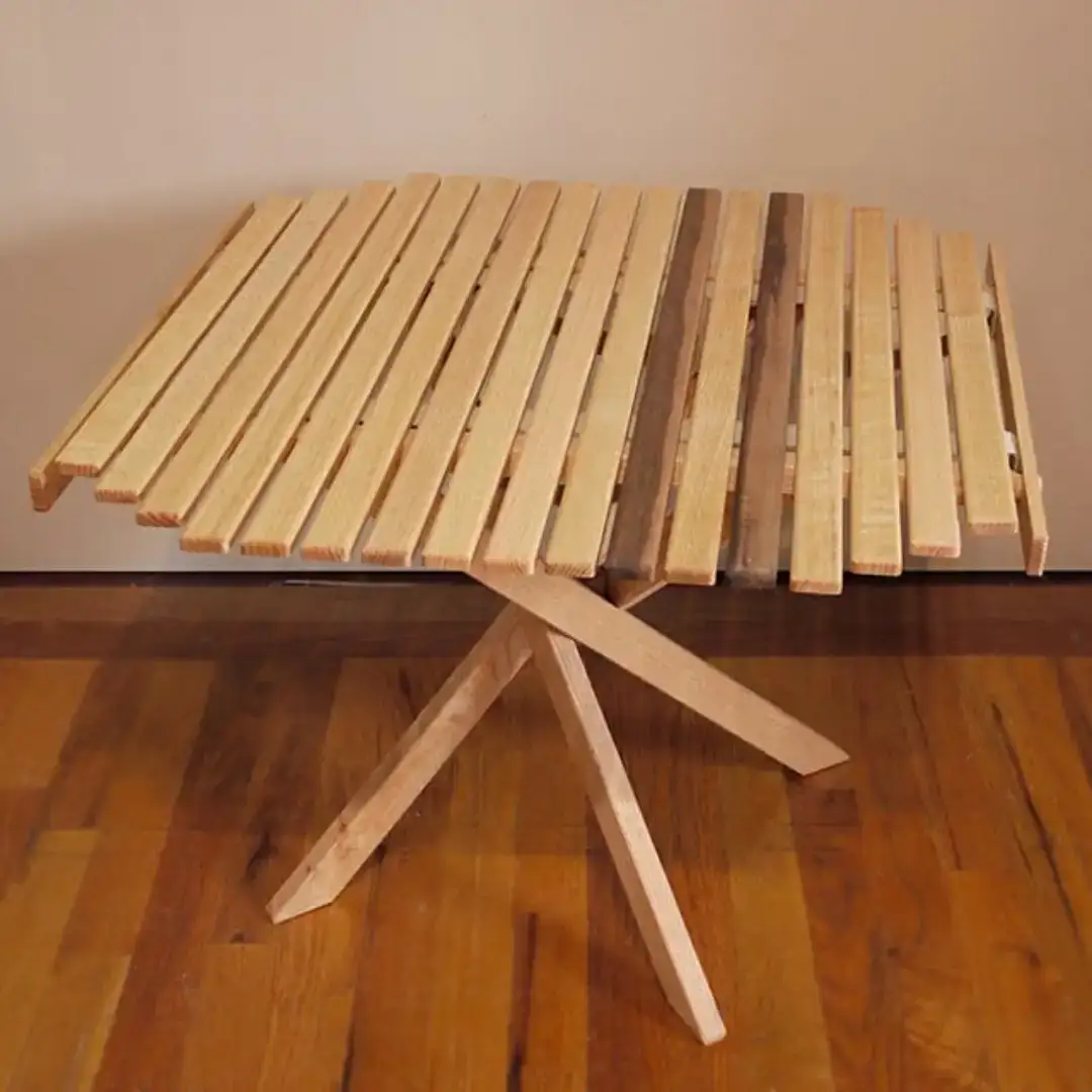 ロールトップテーブル KuruKaru Mid-High Table 木製 ロールテーブル アウトドアテーブル アウトドア用品 キャンプ用品 燕三条製 [OUTSIDE IN] 【088S006】