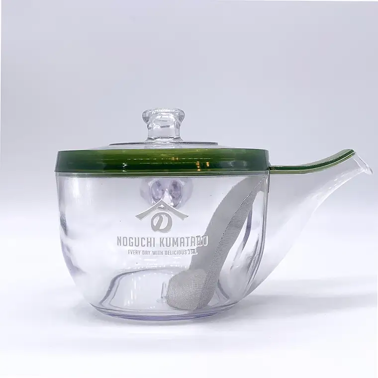 K2246 割れない透明急須 / 野口熊太郎茶園限定ロゴ入り【グリーン】
