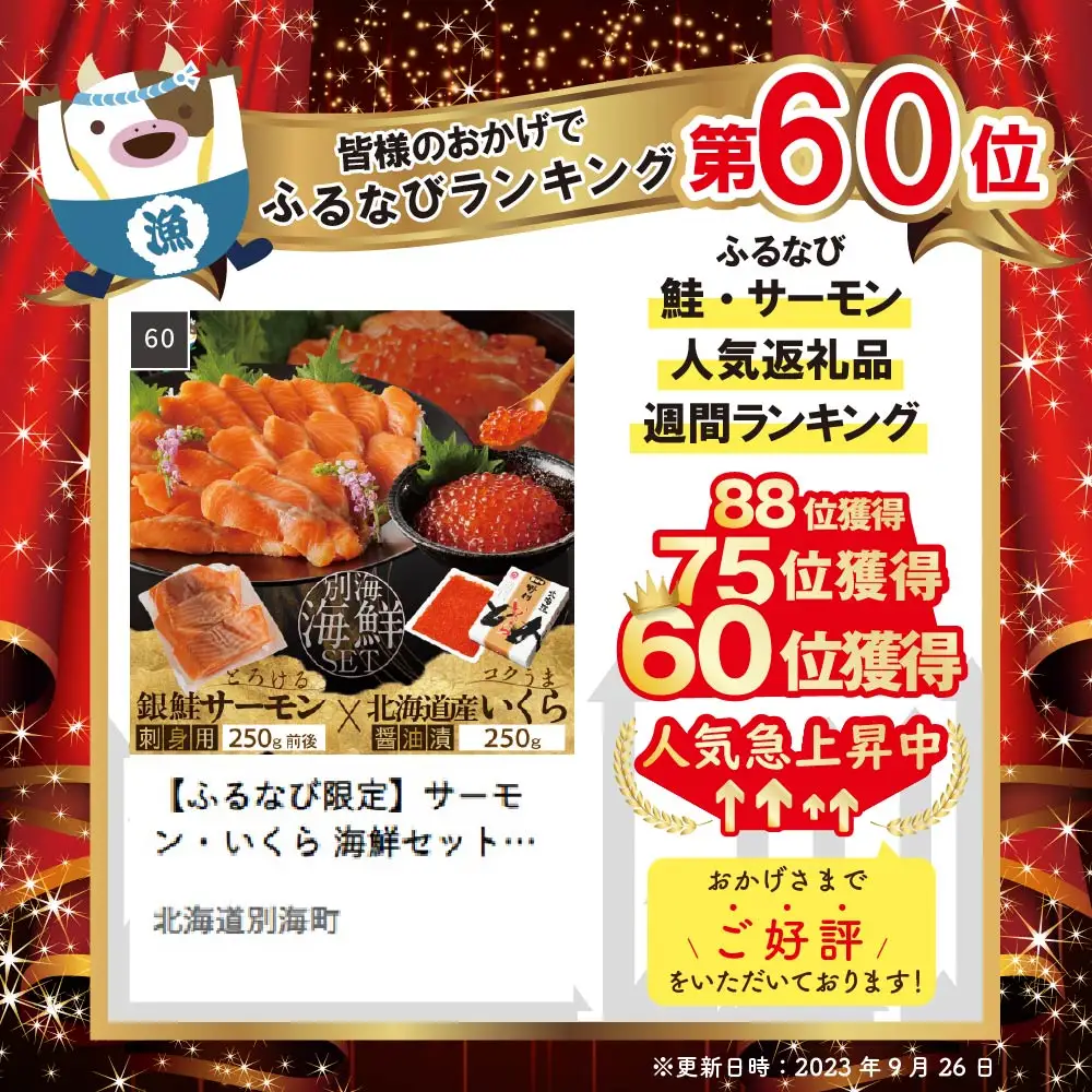 サーモン ･ いくら 海鮮福袋セット 各250g （ 海鮮福袋セット サーモン いくら イクラ 鮭卵 醤油漬け セット 北海道 人気 ふるさと納税 ）