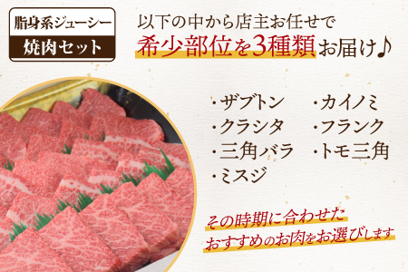 【スピード発送】佐賀牛 希少部位 焼肉3点盛り合せ 600g(200gx3種)【脂身系ジューシー】(H085142)