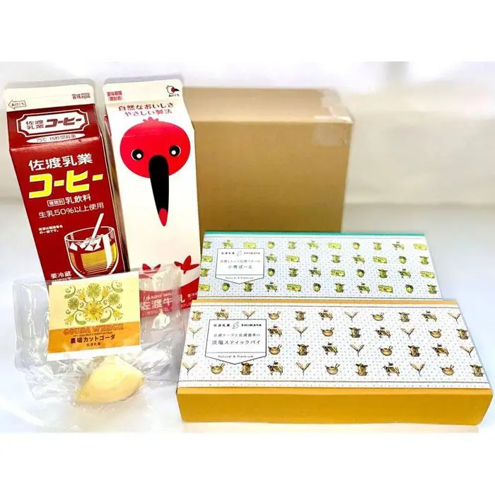 佐渡乳業　コーヒー牛乳とお菓子のコラボセット５種