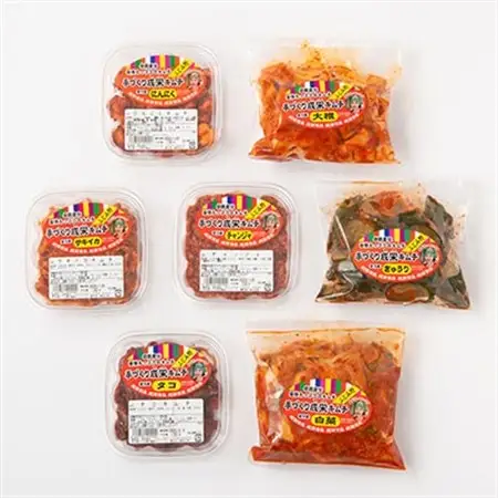 野菜と海鮮のMixキムチ7個セット　(白菜・きゅうり・大根・にんにく・チャンジャ・タコ・サキイカ)【配送不可地域：離島】【1053017】