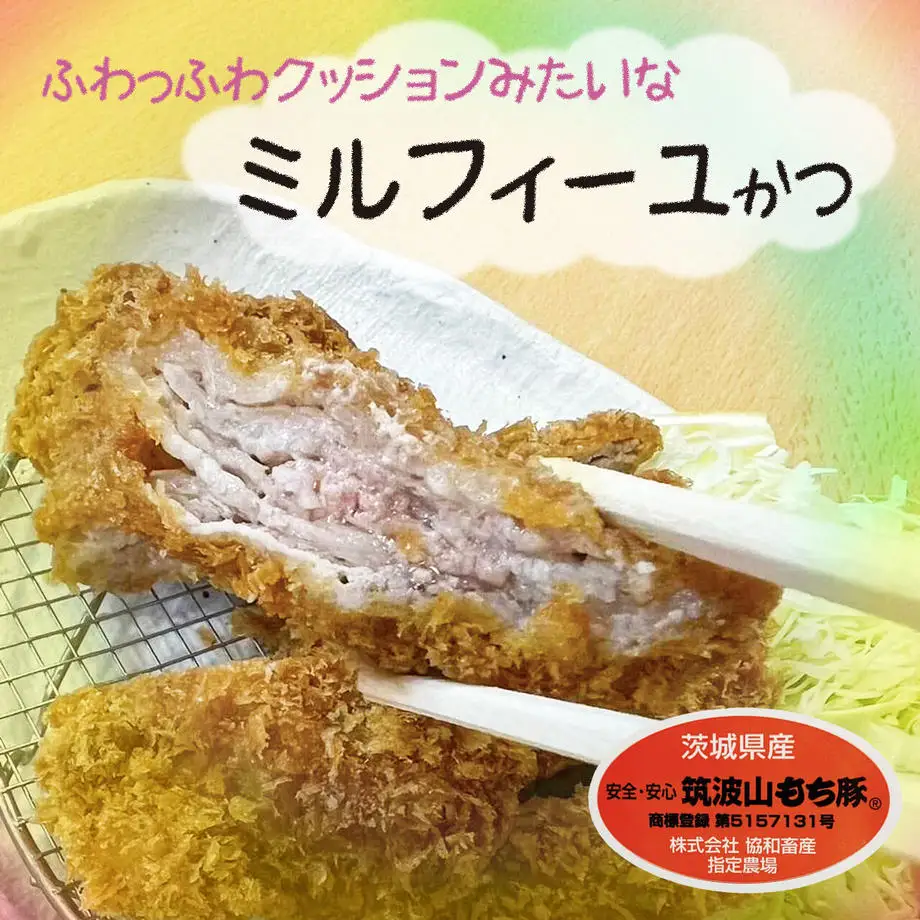 揚げずにOK！ 冷凍とんかつ ミルフィーユかつ 2枚 （計100g） 油調済み 個包装 おかず 惣菜 トンカツ 時短 簡単 クックファン 筑波山もち豚_BL026