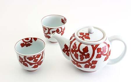 源右衛門窯 赤絵唐草文 茶器 食器 有田焼 お茶セット 有田焼 急須 ポット 有田焼 湯呑 有田焼 ティーセット 有田焼 A85-20