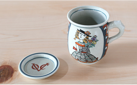 有田焼 南蛮人（赤）マグ&小皿セット【ARITAYAKI-STORE】 A24-71