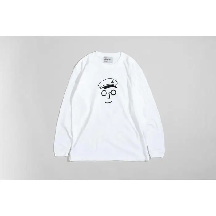 《1》【KEYMEMORY　鎌倉】セーラー帽イラストロングTシャツ　WHITE