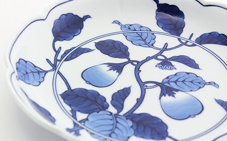 源右衛門窯 源右衛門窯 染付茄子絵 皿 器 食器 盛皿 飾り皿 茄子絵 染付 有田焼 A160-8