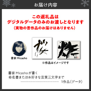 書家が書く命名書またはお好きな言葉（データでお渡し）