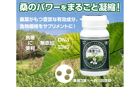 有機桑葉つぶセット（360粒×3本）【KW-9】｜送料無料 有機桑葉 つぶ 桑葉 桑茶 桑 桑葉 青汁 無添加 DNJ Q3MG 桑のパワー タブレット 便利 凝縮 健康｜