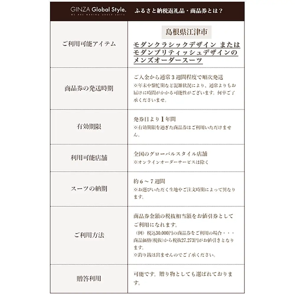 メンズ オーダースーツ GINZA Global Style 商品券 (3,000円券) |GS-1 スーツ スーツ スーツ スーツ スーツ オーダーメイド お仕立て券