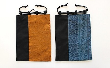 【障がい者支援】和のきんちゃく袋 2枚 ＋ ねこちゃんクリップ 1個 『特定非営利活動法人 花未来』 山形県 南陽市 [728]