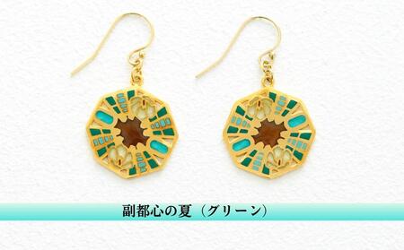 七宝焼 東京楽景 ピアス プリカジュール ジュエリー／副都心の夏（グリーン）【004-009-2】