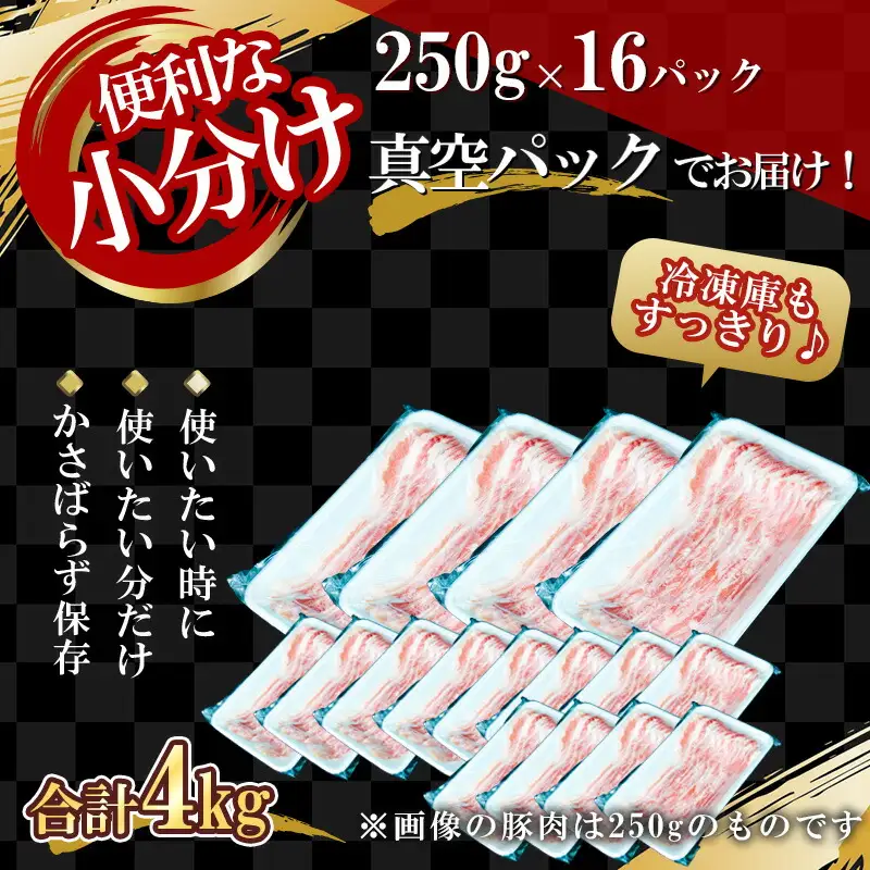 【農場直送】真空パック　北海道産　北島ワインポーク　しゃぶしゃぶ用バラ 4kg【小分け】【余市のブランド豚肉】　ワインで育てた豚　余市産豚肉　北海道産豚肉　国産豚肉　小分け豚肉　安心安全豚肉 北島豚 _Y067-0020