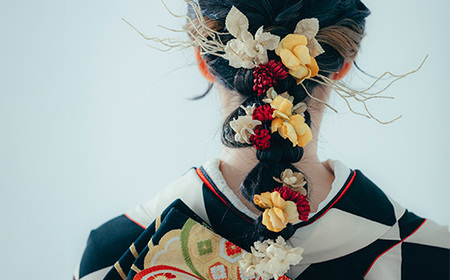 【布花アクセサリー】パンジーと赤ツメ草のヘッドアクセサリーset