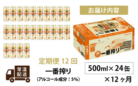 【定期便12回】キリン 一番搾り 500ml × 24本 12ヶ月 | キリン一番搾り