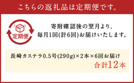 【6ヶ月定期便】 長崎カステラ 0.5号 (290g) 2本入り 異人堂