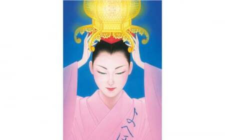 鶴田一郎美人画 版画 「山鹿灯籠まつり 2014」 額入り[ZDE010]
