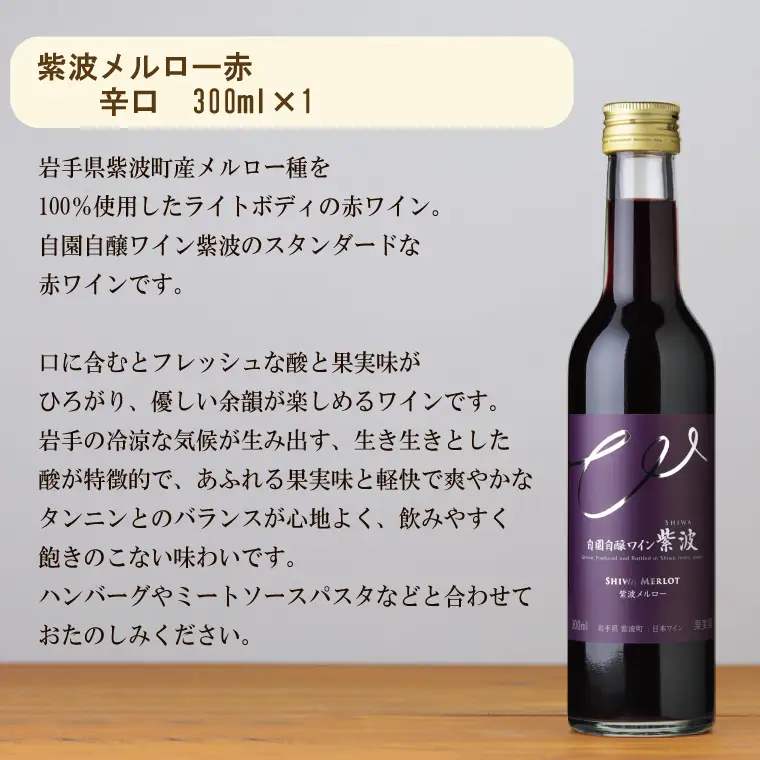 【自園自醸ワイン紫波】 ワインミニボトル２本セット[辛口]（AL056-2） 【26/6限定】