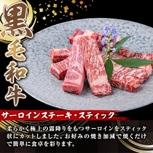 鹿児島県産 黒毛和牛 (A5等級) サーロイン ステーキ スティック 計500g(250g×2枚) 牛肉 国産 小分け【カミチク】A391-v01