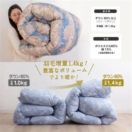 クリーン羽毛(リサイクル羽毛)掛布団　シングル　羽毛量1.4kg　色、柄おまかせ_雑貨・日用品 布団 寝具 _【1416590】
