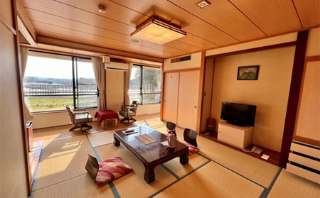 平日 つがる富士見荘ペア宿泊券：［2名:1泊2食・展望和室］1ドリンク付き 旅行 温泉 