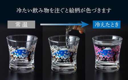 温度で色が変わる 冷感グラス 桜 ・ 紅葉 ペア 升付き 【昭和転写】食器 酒器 コップ [TCF004]